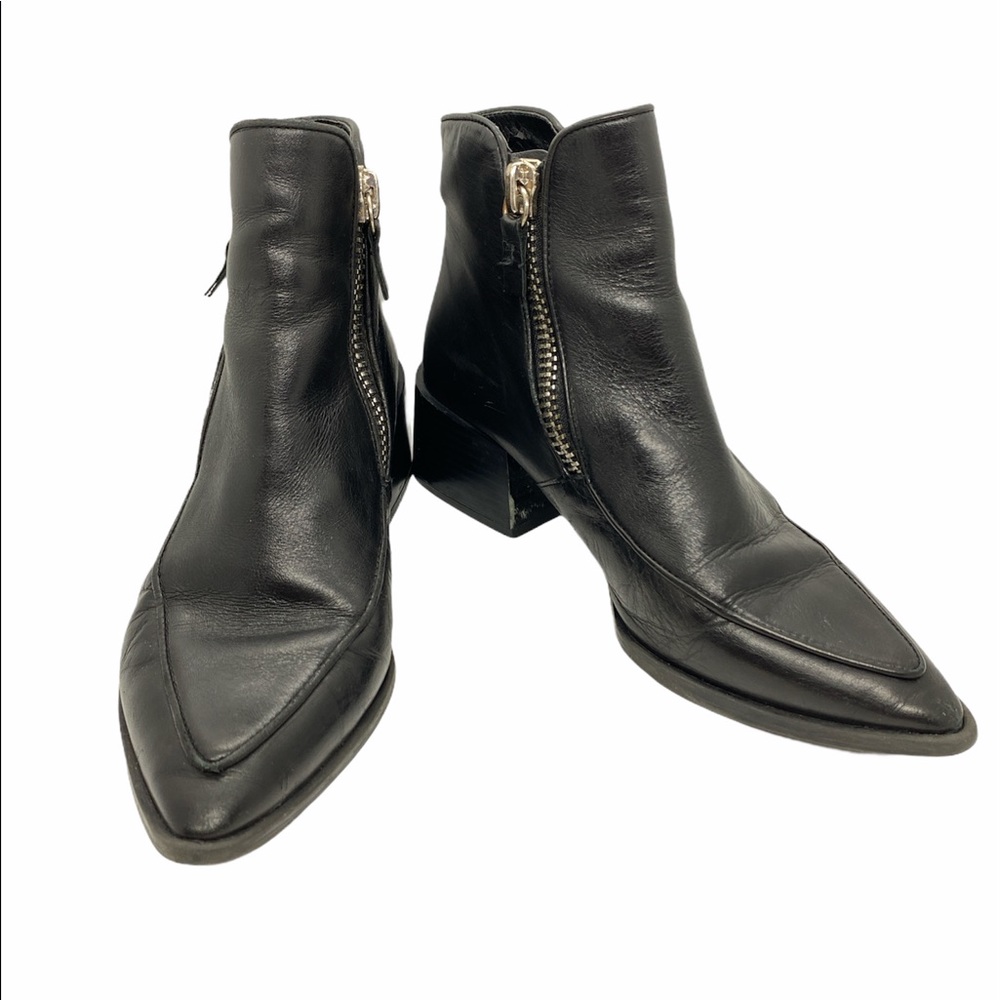Zara Woman Moto Zipper Ankle Booties Point Toe